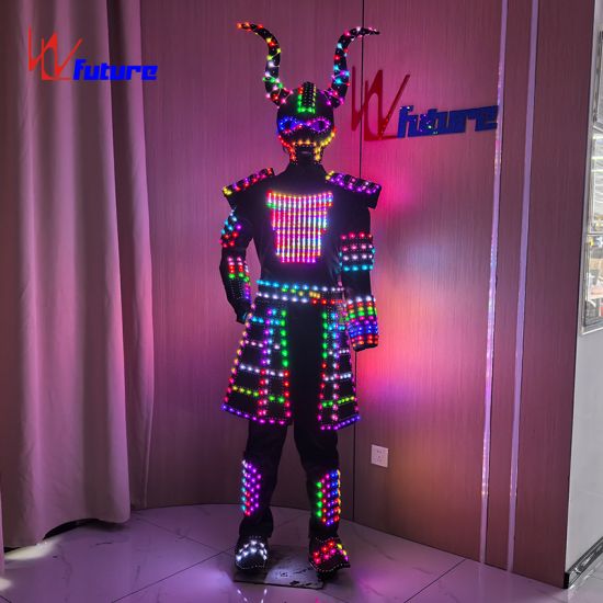 led发光个性牛角战士服