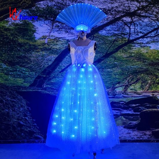 Fiber-optic LED Light party dance event performance tiara princess dress