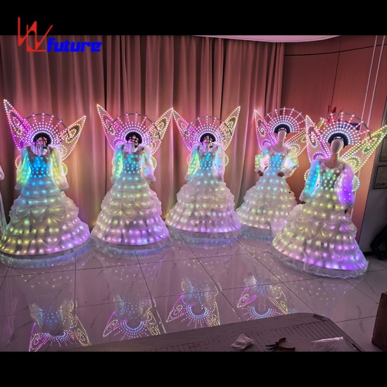 Led headdress butterfly wings dress