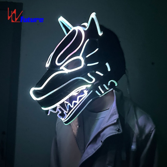Fiber optic luminescent Wolf head mask