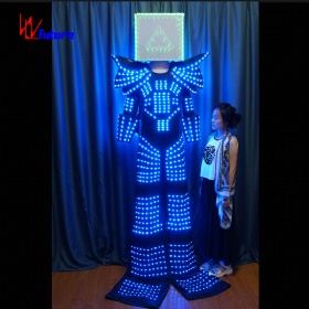 Future full color LED walking on stilts light-emitting robot costume clown playing bouncing performance helmet WL-131