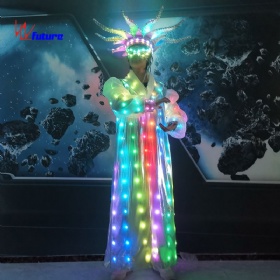 未来定制LED发光服装庆典街头演出水晶球表演小丑发光服WL-275