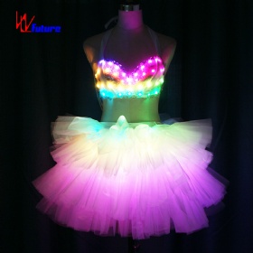 LED光发光服装舞蹈服装肚皮舞女孩礼服发光派对礼服