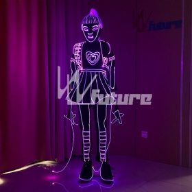 Fiber optic glowing girl's braided dance costume