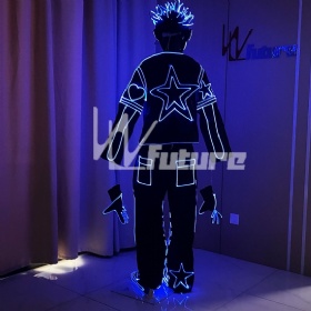Cool men's clothing made of optical fiber with glowing effect