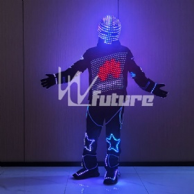 LED-lit cyberpunk robot costume