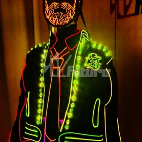 Fiber-optic LED lighted mustache dance costume